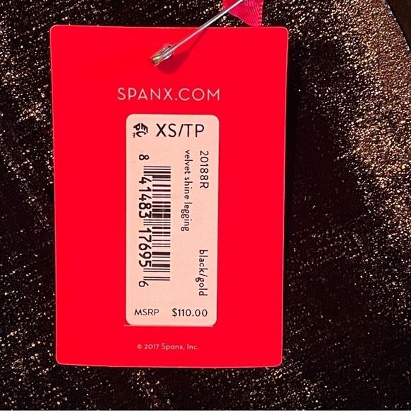 Spanx XS Velvet Shine Leggings black/gold SUPER Soft and top quality NWT - Picture 10 of 16